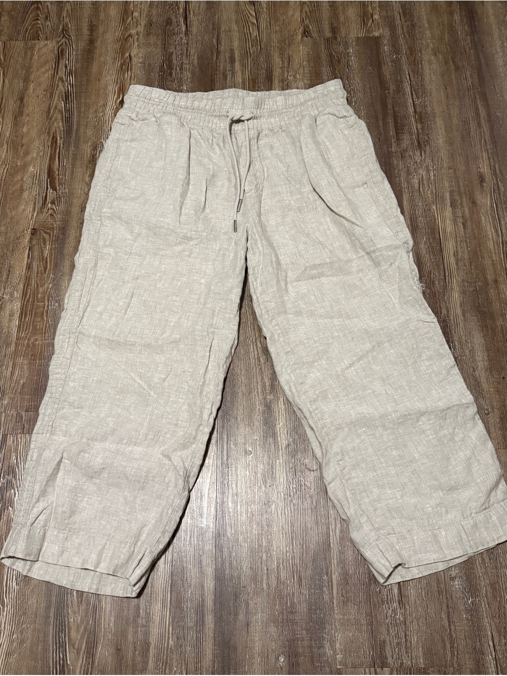 Quince European Linen Wide Leg Pants Women's XL Pull On High Rise in Flax Wash